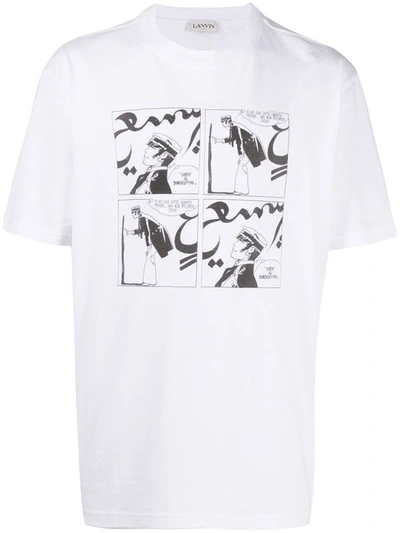 Shop Lanvin Men's White Cotton T-shirt