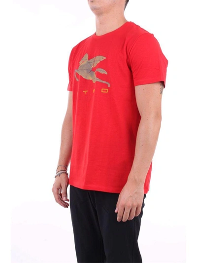 Shop Etro Men's Red Cotton T-shirt