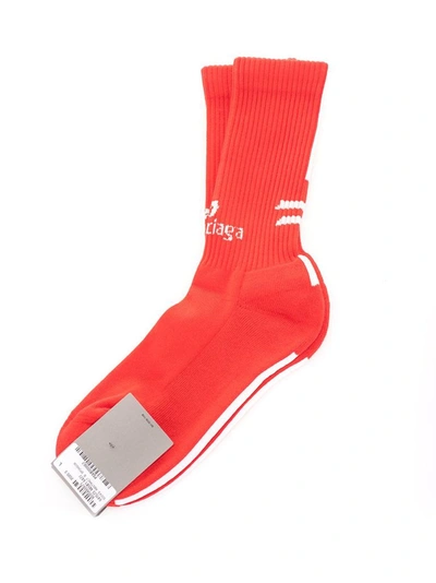 Shop Balenciaga Men's Red Cotton Socks