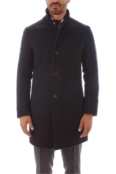 Shop Kiton Men's Blue Cashmere Coat