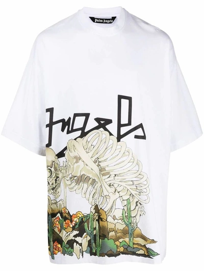 Shop Palm Angels Men's White Cotton T-shirt
