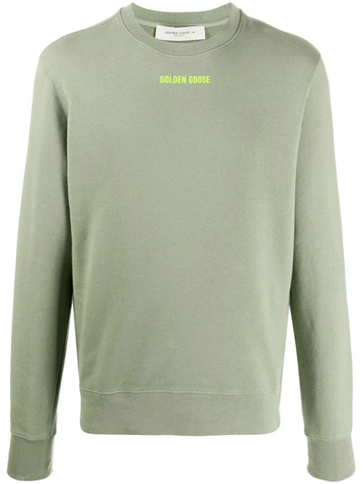 Shop Golden Goose Men's Green Cotton Sweatshirt