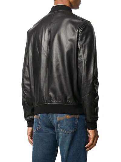 Shop Golden Goose Men's Black Leather Outerwear Jacket