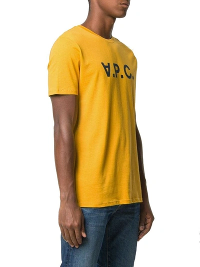 Shop Apc A.p.c. Men's Yellow Cotton T-shirt