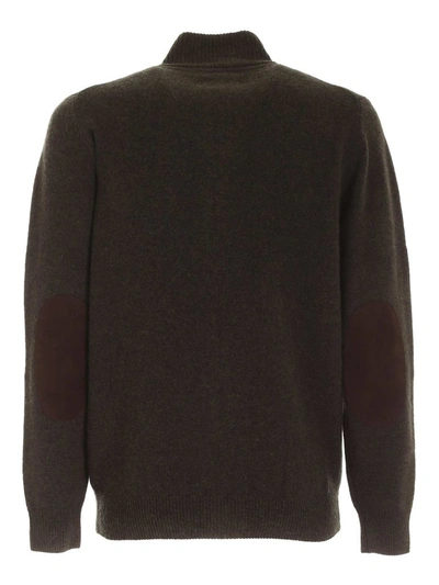 Barbour Patch Zip Card Cardigan In Green Wool In Green