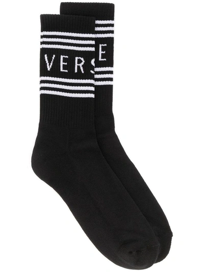 Shop Versace Men's Black Cotton Socks