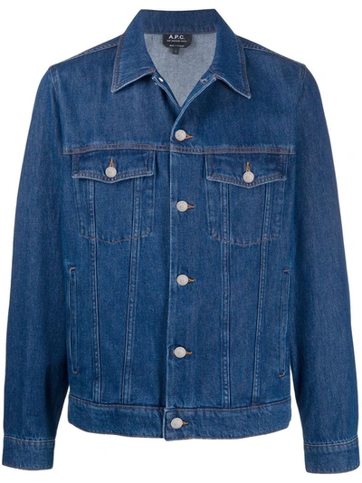 Shop Apc A.p.c. Men's Blue Cotton Jacket