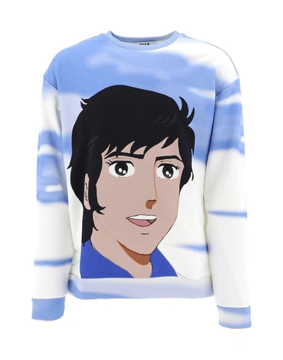 Shop Msgm Men's Blue Cotton Sweatshirt
