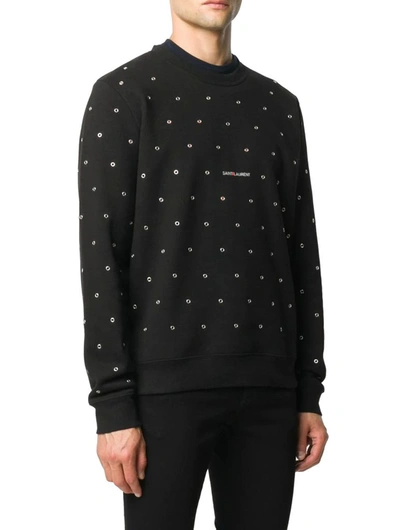Shop Saint Laurent Men's Black Cotton Sweatshirt