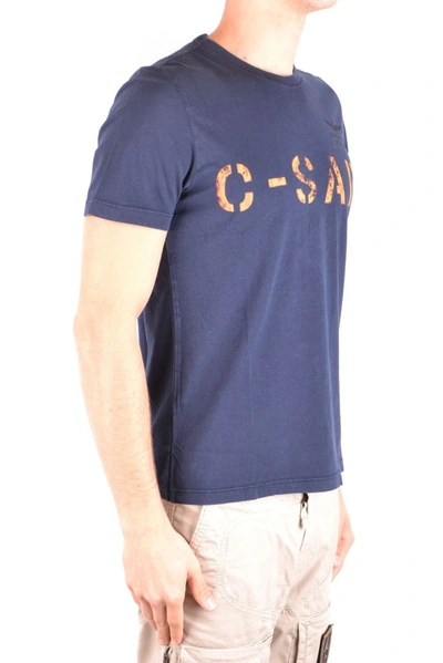 Shop Aeronautica Militare Men's Blue Cotton T-shirt