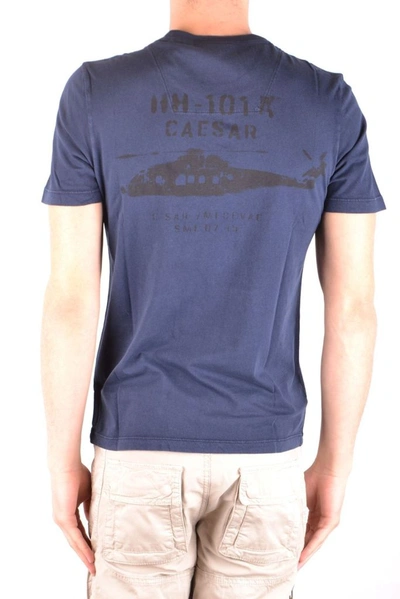 Shop Aeronautica Militare Men's Blue Cotton T-shirt