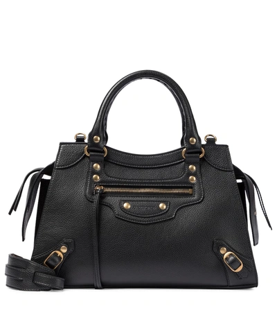 Shop Balenciaga Neo Classic Small Leather Tote In Black