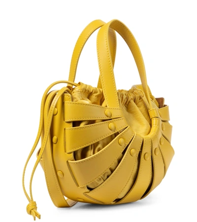 Shop Bottega Veneta Shell Small Leather Shoulder Bag In Yellow
