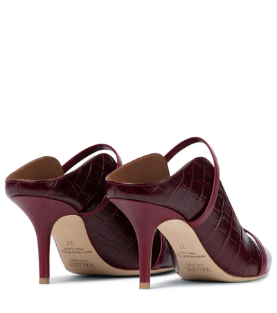 Shop Malone Souliers Maureen 70 Croc-effect Leather Mules In Red