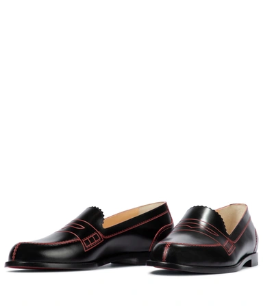 Shop Christian Louboutin Mocalaureat Leather Loafers In Black