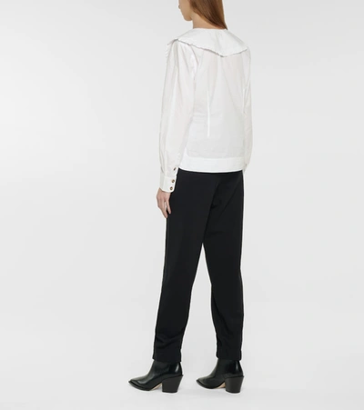 Ganni Ruffled Collar Blouse Featuring Pleats In White