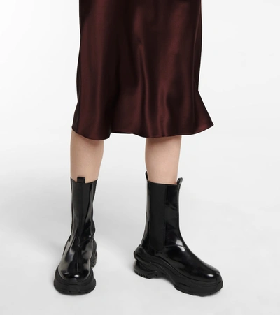 Shop Joseph Isaak Silk Satin Slip Skirt In Red