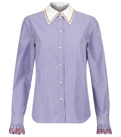 Shop Chloé Striped Cotton Poplin Shirt In Blue