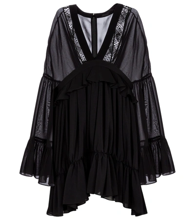 Shop Saint Laurent Silk Crêpe Minidress In Black