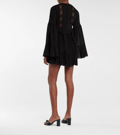 Shop Saint Laurent Silk Crêpe Minidress In Black