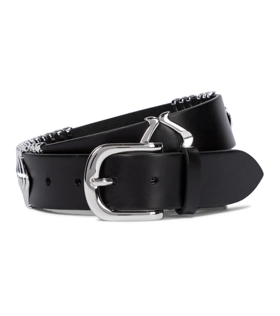 Shop Isabel Marant Tehora Embellished Leather Belt In Black