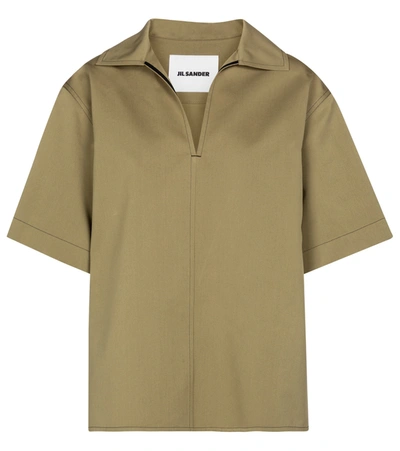 Shop Jil Sander Cotton And Silk Blouse In Green