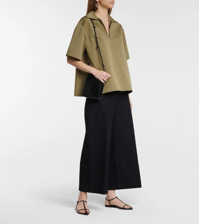 Shop Jil Sander Cotton And Silk Blouse In Green