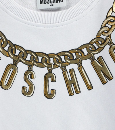 Shop Moschino Logo Stretch-cotton Dress In White