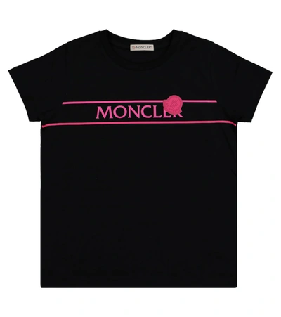 Shop Moncler Enfant Logo Cotton T-shirt In Black