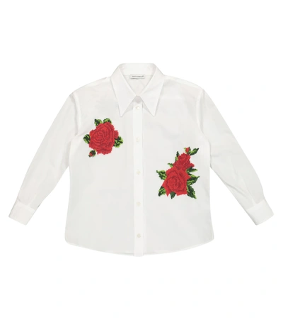 Shop Dolce & Gabbana Embroidered Cotton Shirt In White