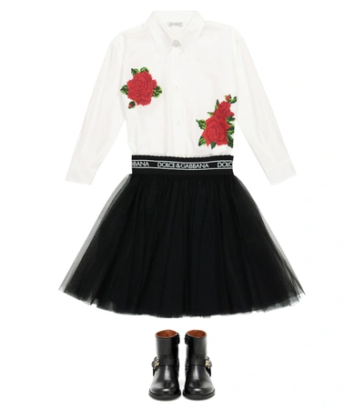 Shop Dolce & Gabbana Embroidered Cotton Shirt In White