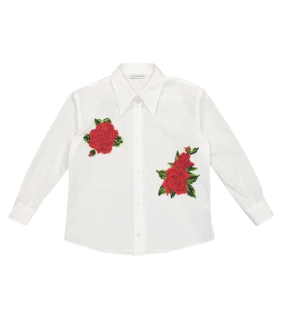 Shop Dolce & Gabbana Embroidered Cotton Shirt In White