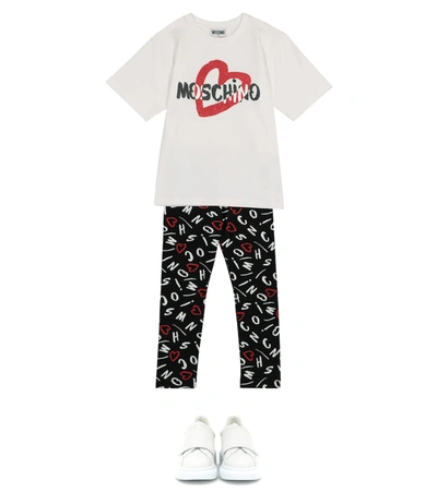 Shop Moschino Stretch-cotton T-shirt And Leggings Set In White