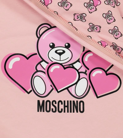 Shop Moschino Baby Printed Cotton Bunting Bag In Pink