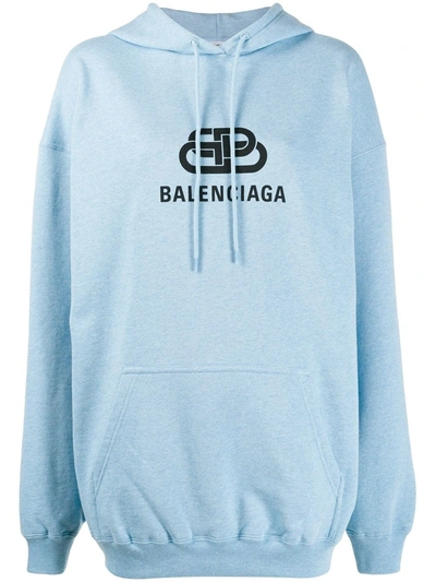 Shop Balenciaga New Bb Mode Hoodie In Blue