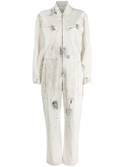 Shop Stella Mccartney Denim Zipped Jumpsuit In White