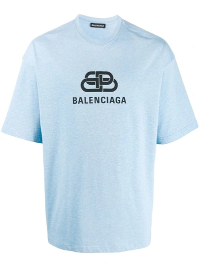 Balenciaga Light Blue Bb Logo T-shirt | ModeSens