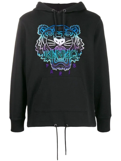Shop Kenzo Hooded Tiger Sweatshirt In Black