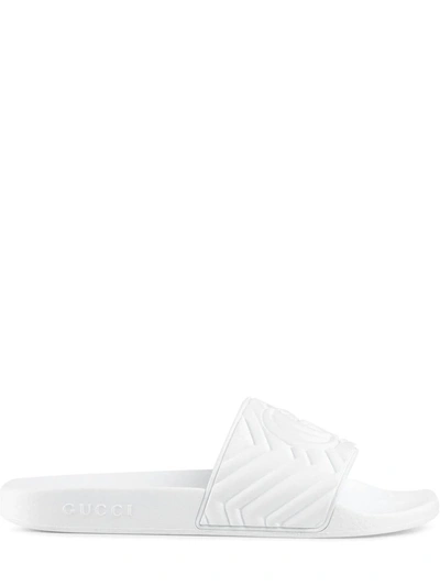 Shop Gucci Matelassé Rubber Slide In White