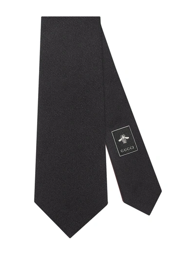 Shop Gucci Tiger Underknot Silk Tie In Black