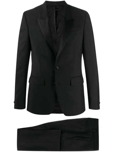 Shop Givenchy Slim Fit Tuxedo Suit In Wool And Mohair With Satin Collar In Black
