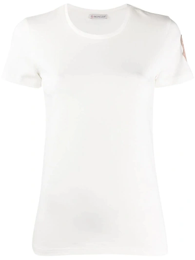 Shop Moncler White Logo T-shirt