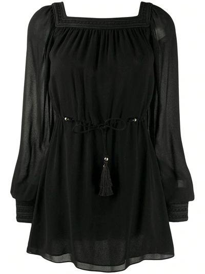 Shop Saint Laurent Square-neck Dress In Black