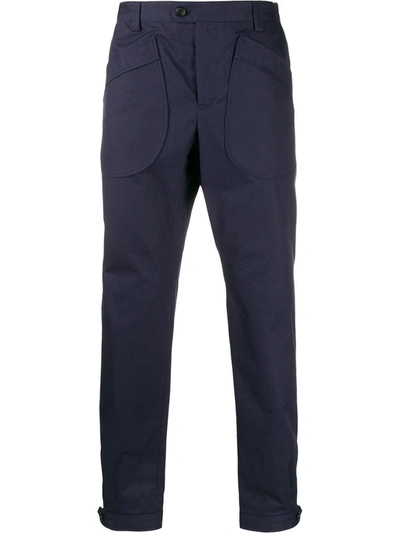 Shop Lanvin Cotton Oversized Pockets Chinos In Blue