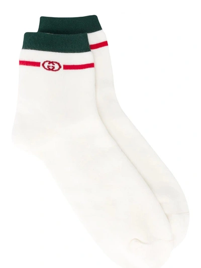 Shop Gucci Cotton Socks With Interlocking G In White