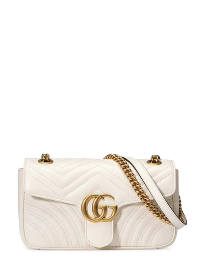 Shop Gucci Small Gg Marmont Matelassé Shoulder Bag In White