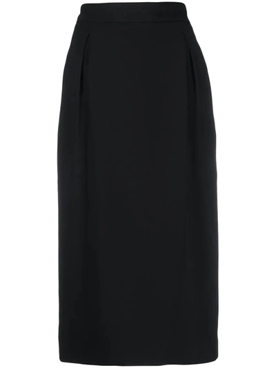 Shop Versace Sculptural Midi Skirt In Black