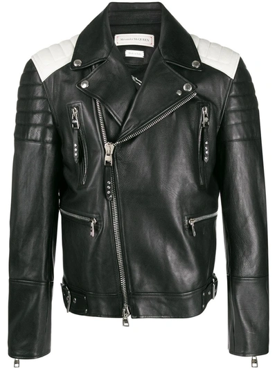 Shop Alexander Mcqueen Two-toned Biker Jacket In Black