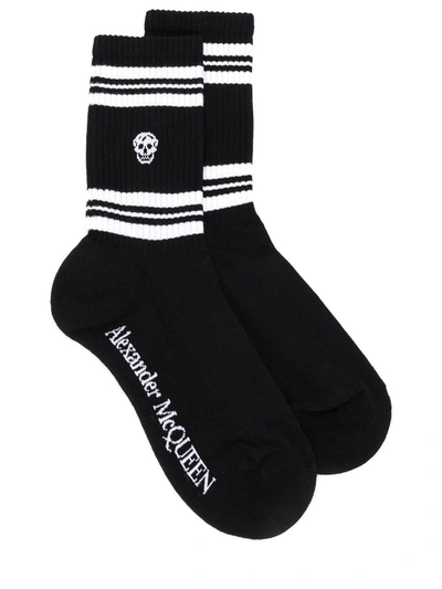 Shop Alexander Mcqueen Skull Sport Socks In Black