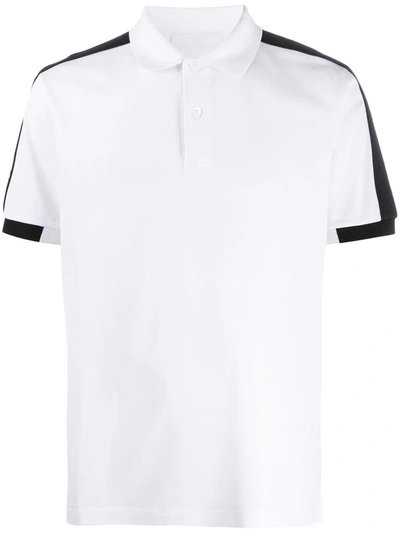 Shop Prada Contrast Trim Polo Shirt In White